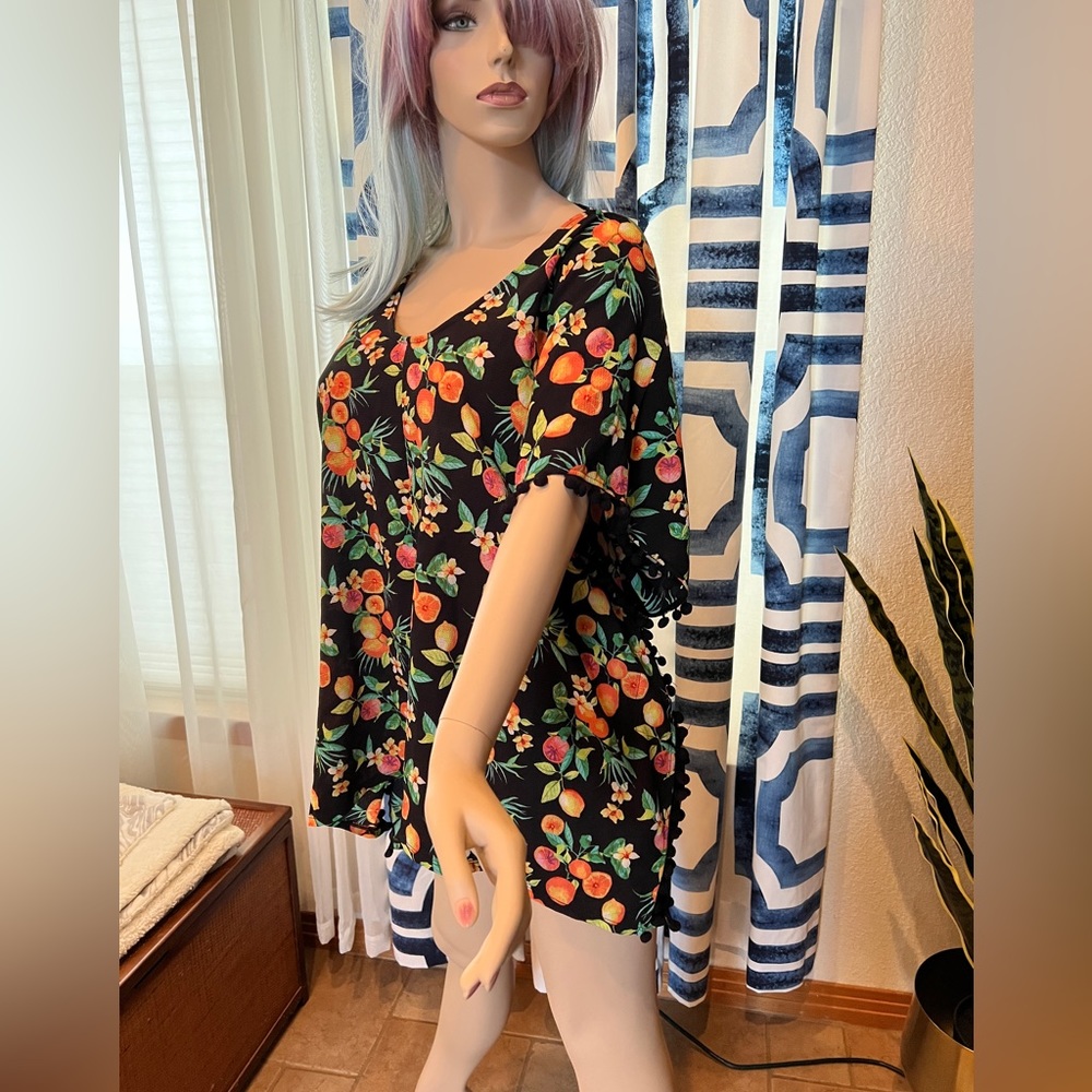 Xhilaration Peach and Pom Pom Swim Coverup